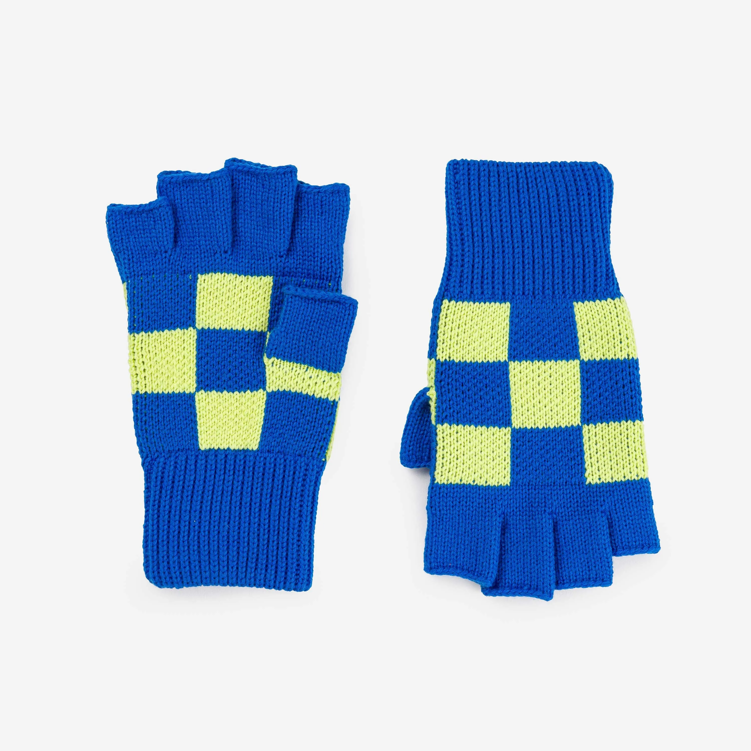 Checkerboard Knit Fingerless Gloves