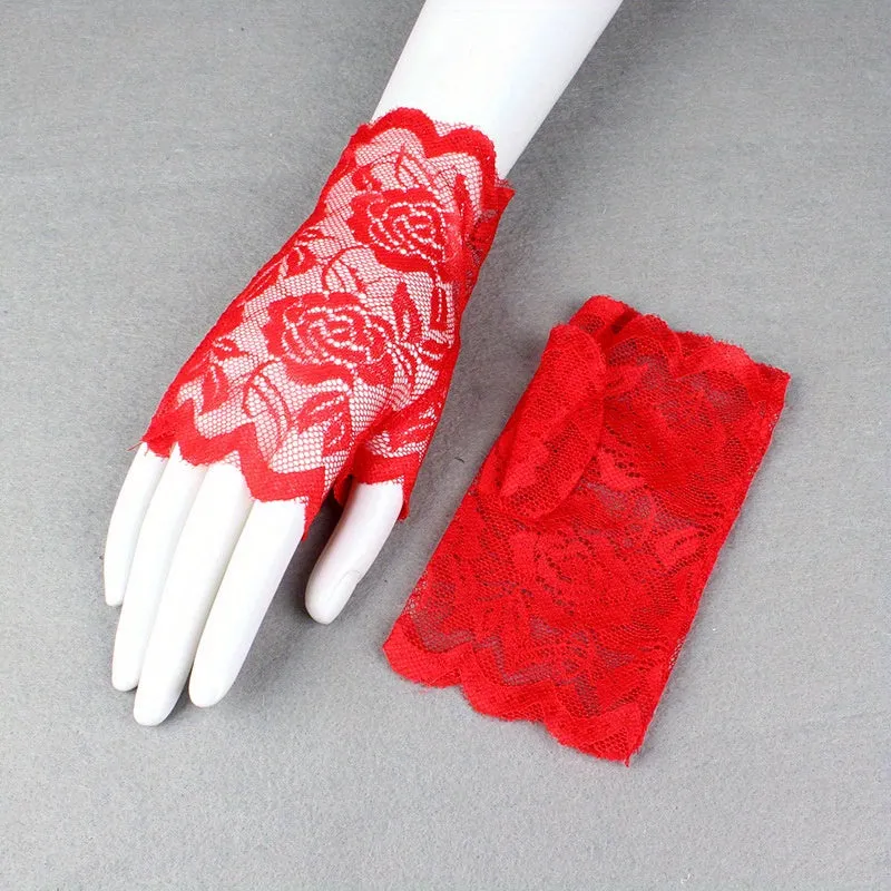 Chic Floral Lace Fingerless Gloves for Women Perfect for Any Occasion