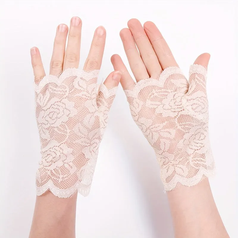 Chic Floral Lace Fingerless Gloves for Women Perfect for Any Occasion