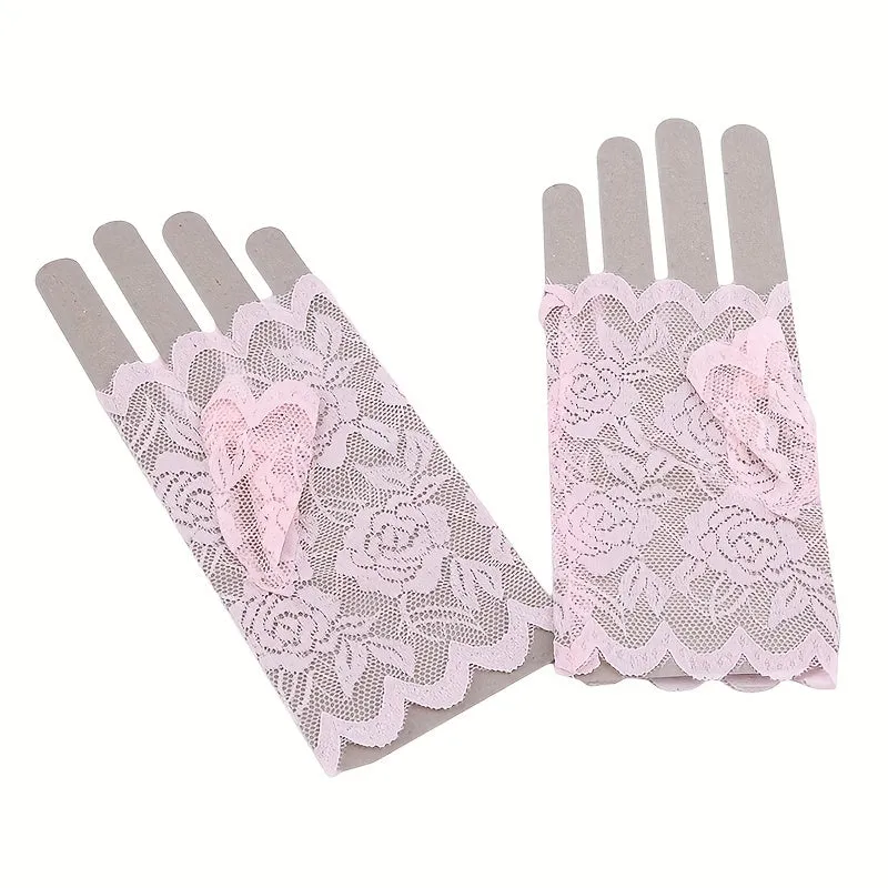 Chic Floral Lace Fingerless Gloves for Women Perfect for Any Occasion