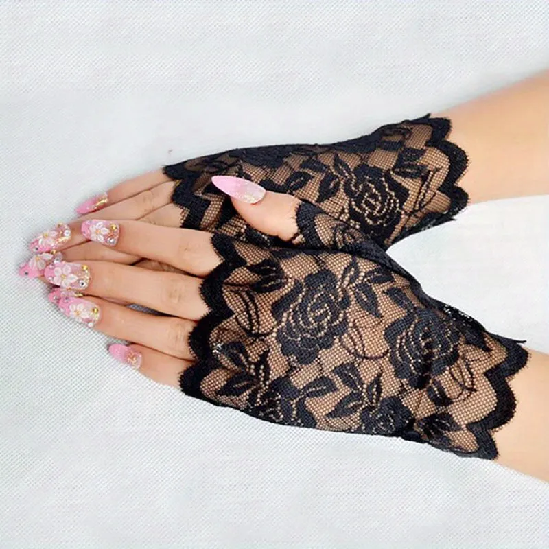 Chic Floral Lace Fingerless Gloves for Women Perfect for Any Occasion