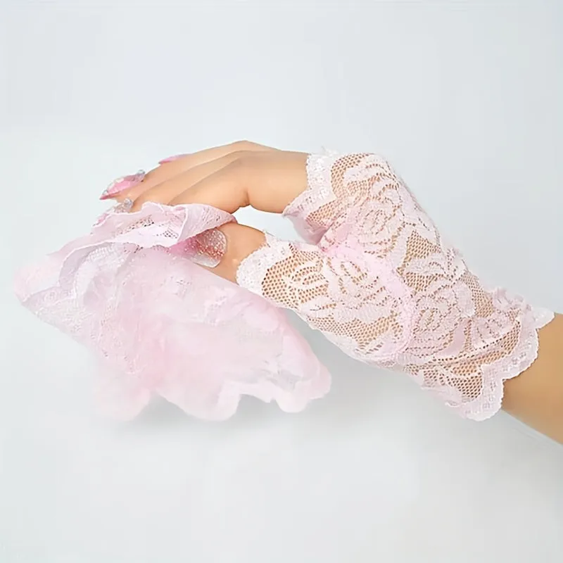 Chic Floral Lace Fingerless Gloves for Women Perfect for Any Occasion