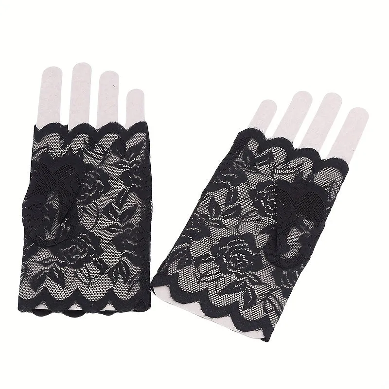 Chic Floral Lace Fingerless Gloves for Women Perfect for Any Occasion