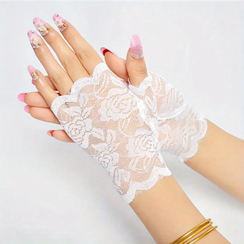 Chic Floral Lace Fingerless Gloves for Women Perfect for Any Occasion