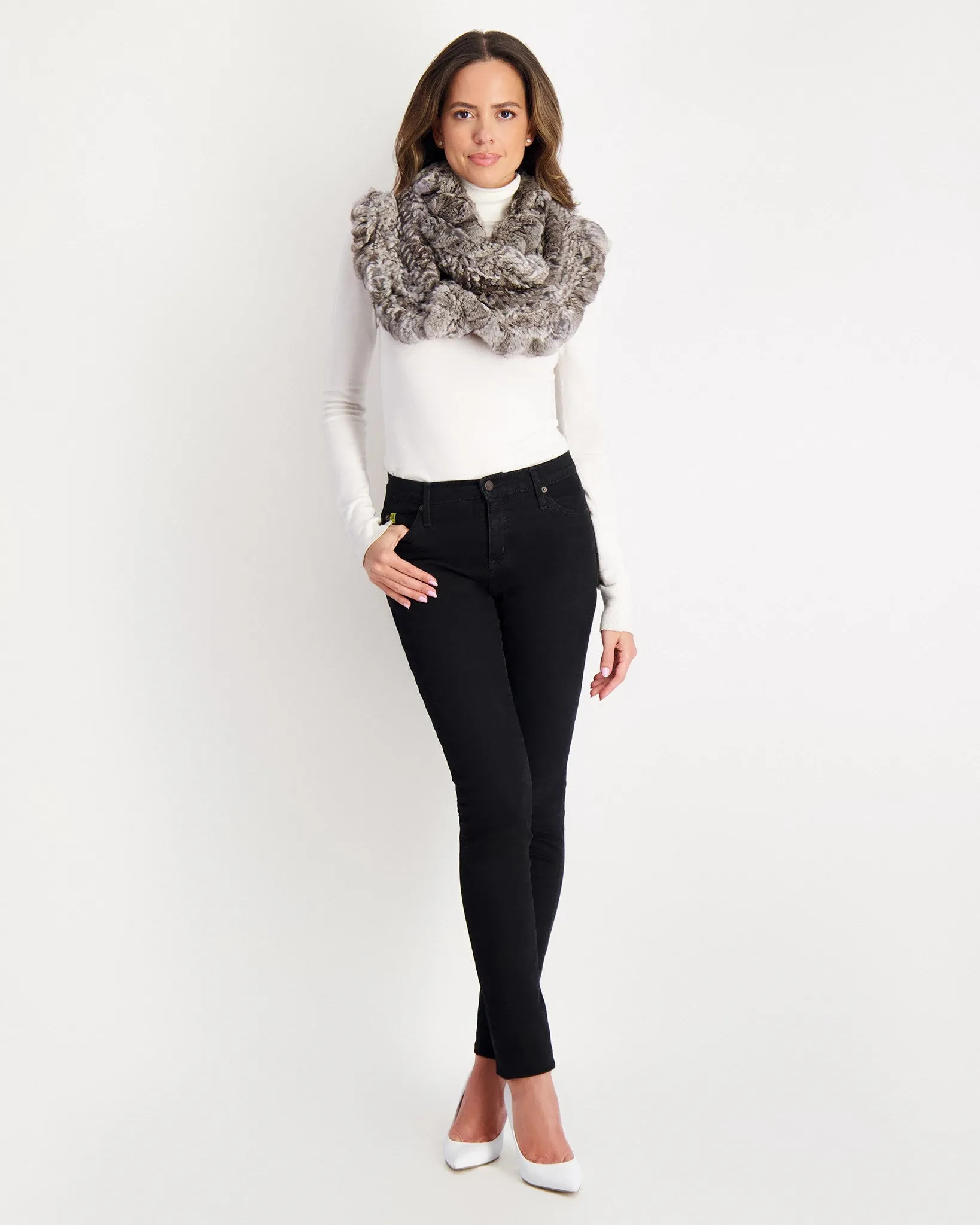 Chinchilla Knit Infinity Ruffle Scarf