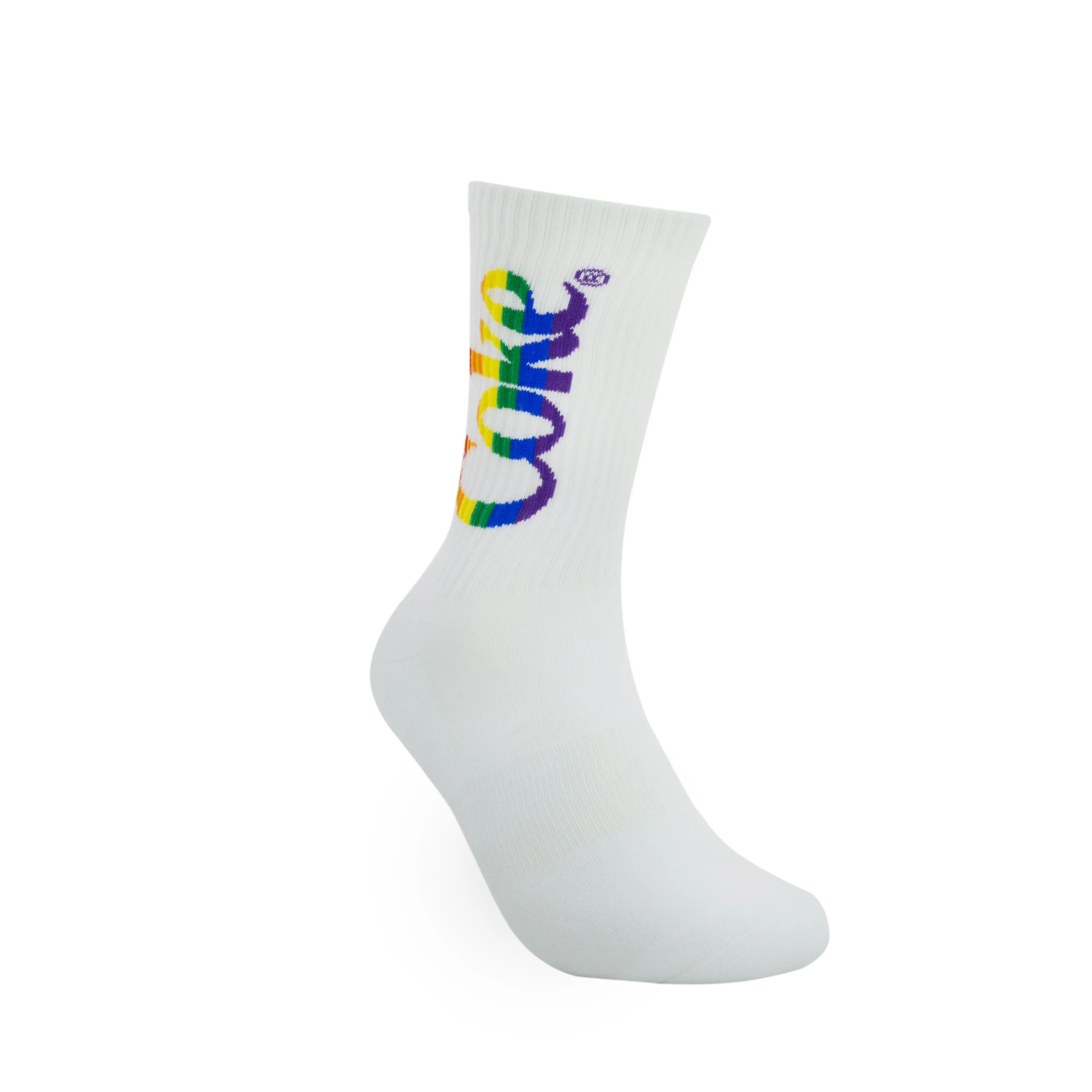 Coke Pride Stripe Athletic Ribbed Crew Socks - 2 Pair Pack