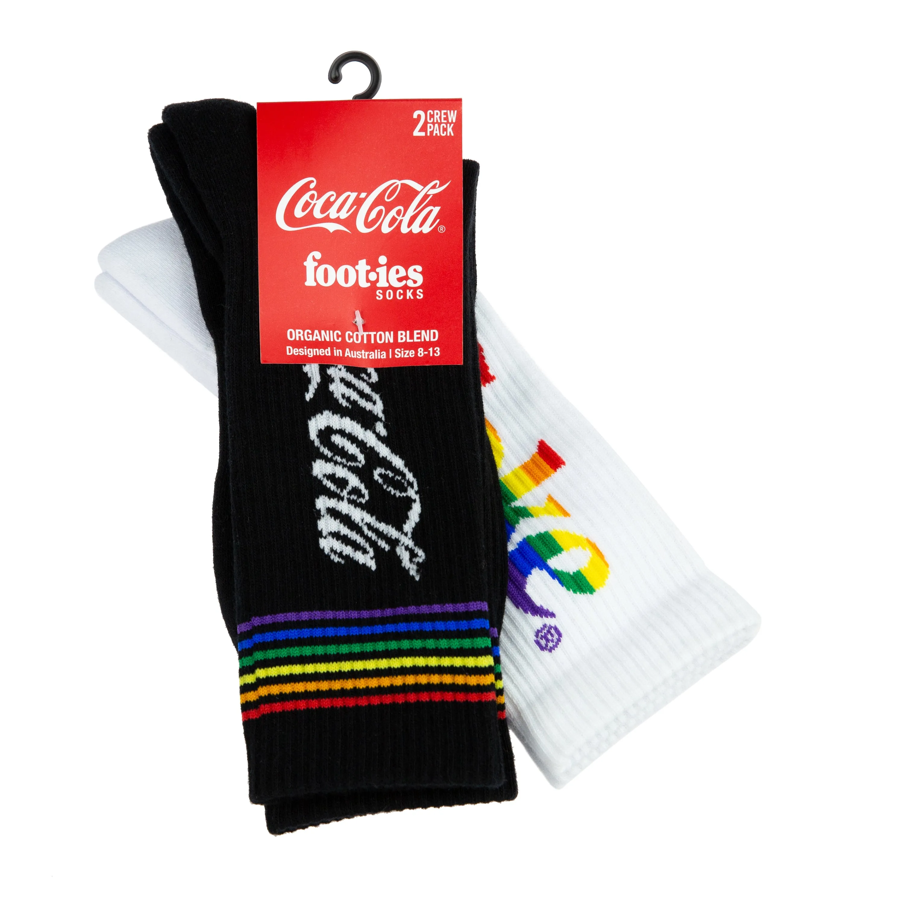 Coke Pride Stripe Athletic Ribbed Crew Socks - 2 Pair Pack