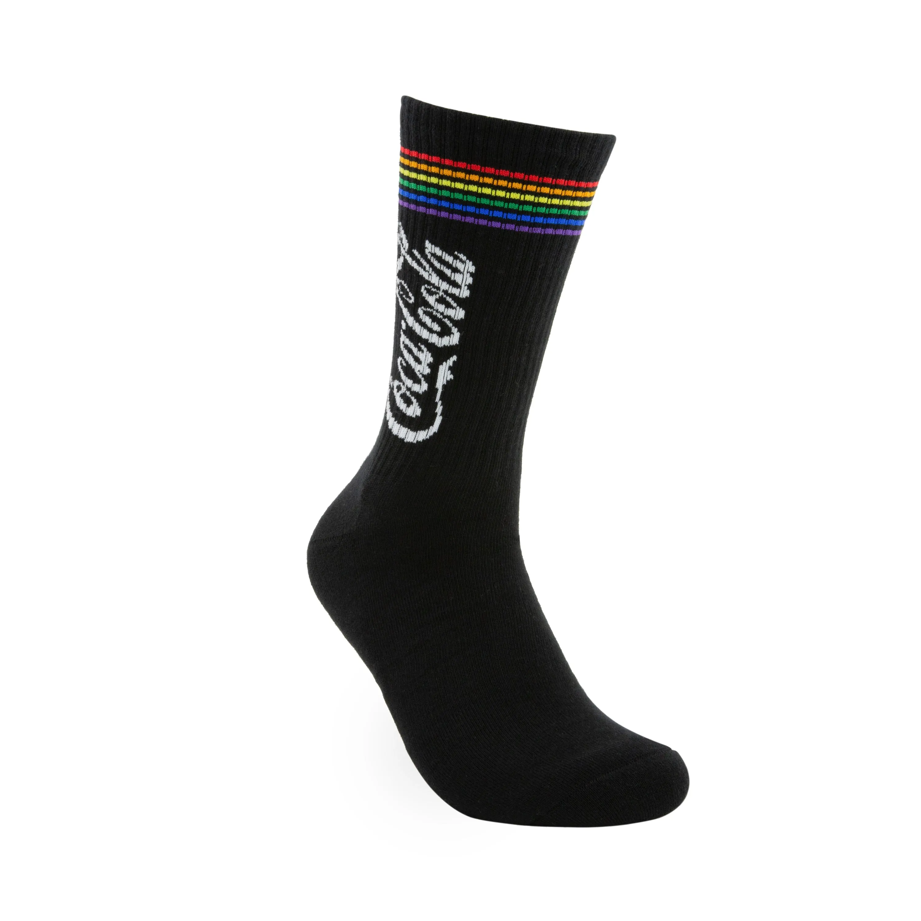 Coke Pride Stripe Athletic Ribbed Crew Socks - 2 Pair Pack