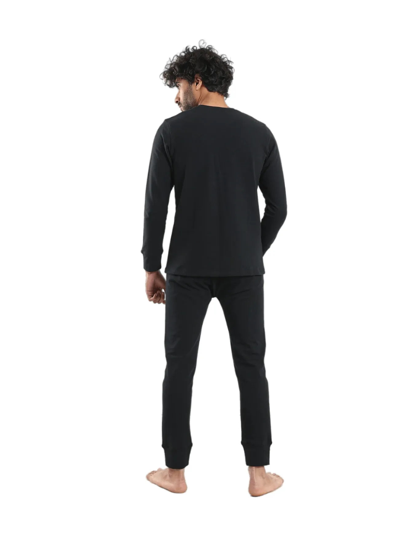 Cozy And Comfortable Thermal Set For Men Padded Inside - Black