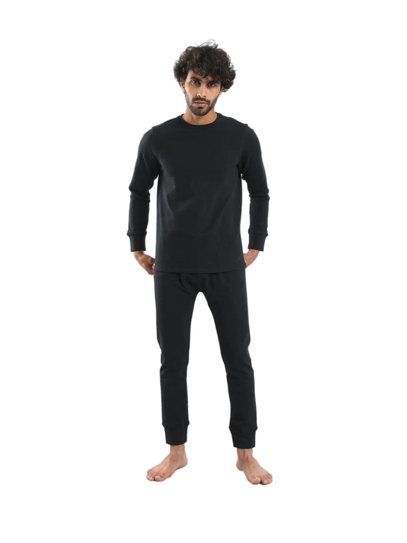 Cozy And Comfortable Thermal Set For Men Padded Inside - Black