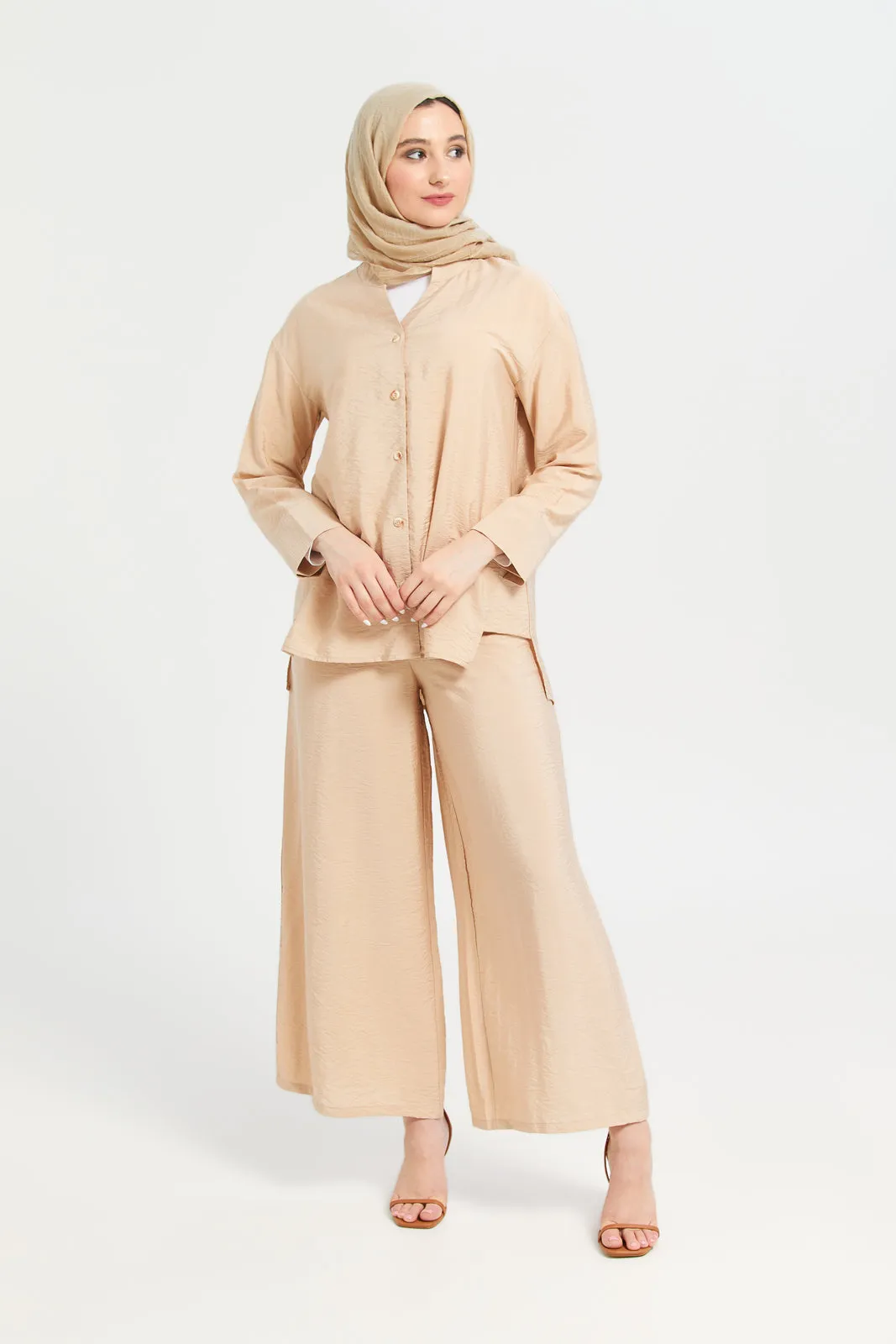 Cream A Line Trousers