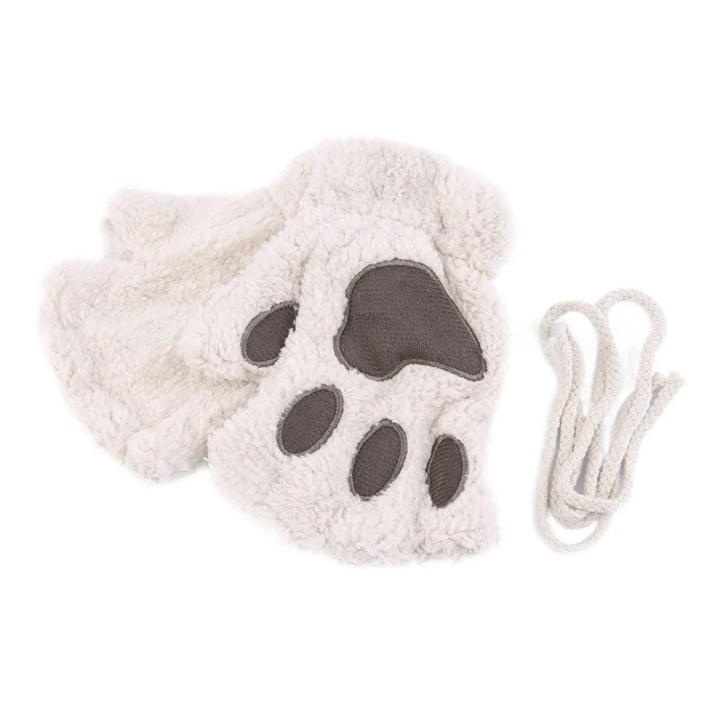 Cute Cat Paw Style Half Finger Gloves