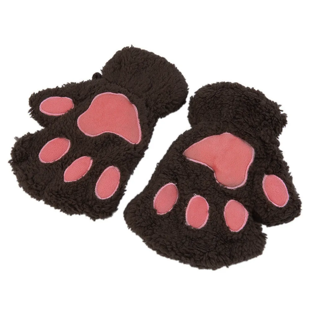 Cute Cat Paw Style Half Finger Gloves