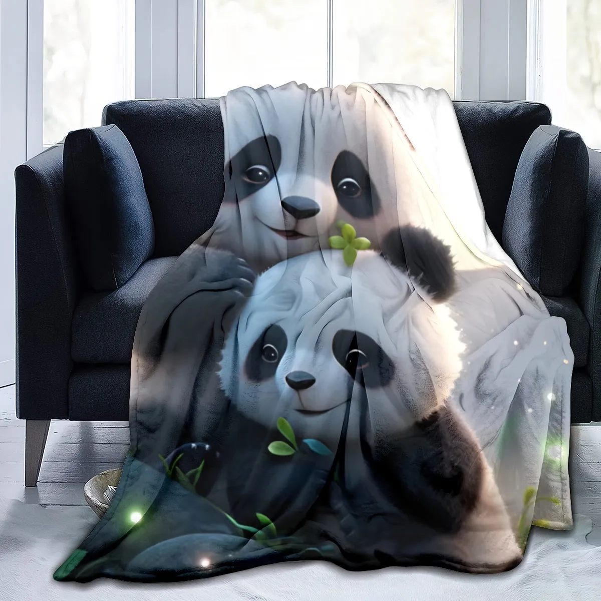 Cute Panda Flannel Blanket Soft Multipurpose Throw for Home  Outdoors