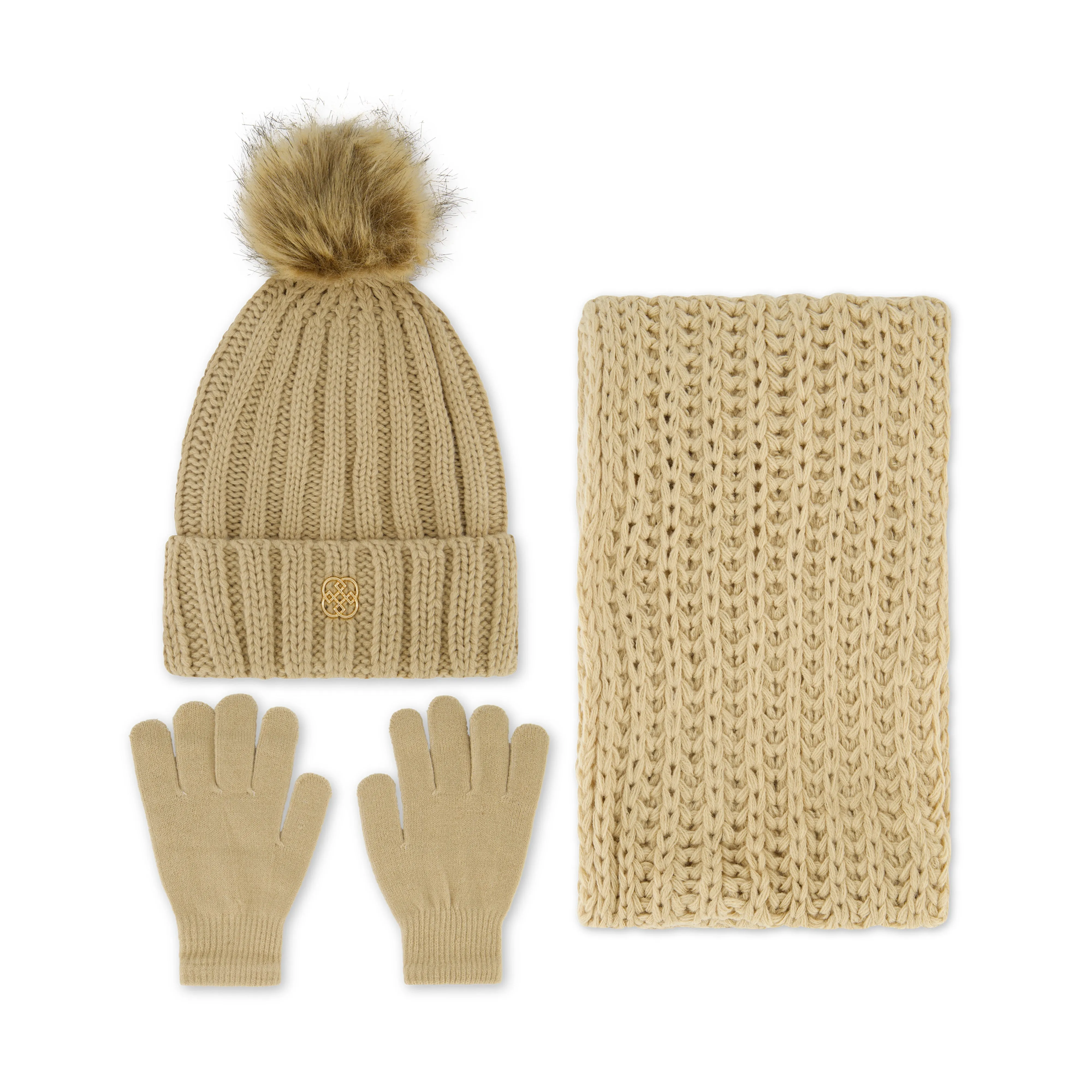 Daisy Fuentes Women's Fall-Ready 3-Pieces Chunky Knit Beanie, Glove & Infinity Scarf Set