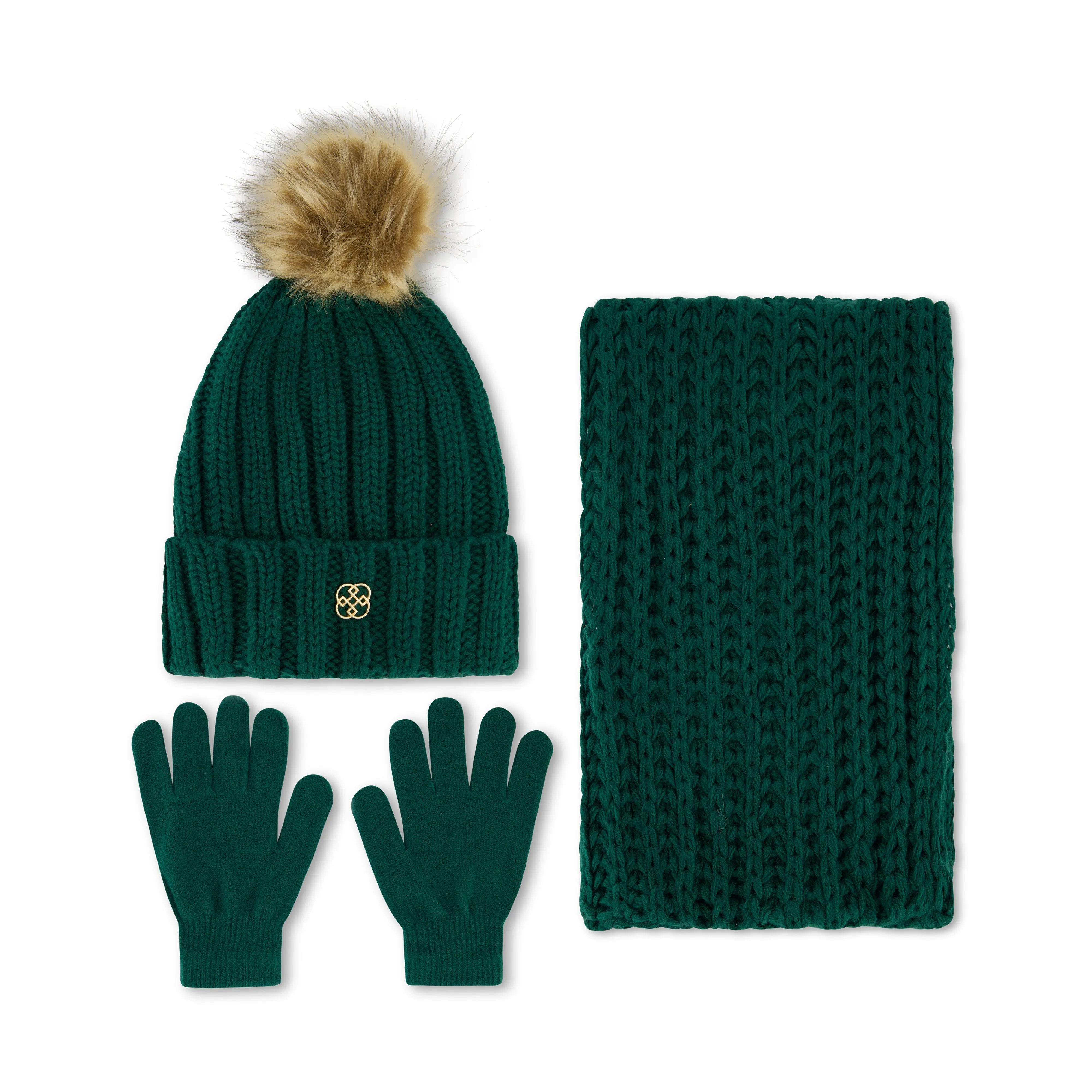 Daisy Fuentes Women's Fall-Ready 3-Pieces Chunky Knit Beanie, Glove & Infinity Scarf Set