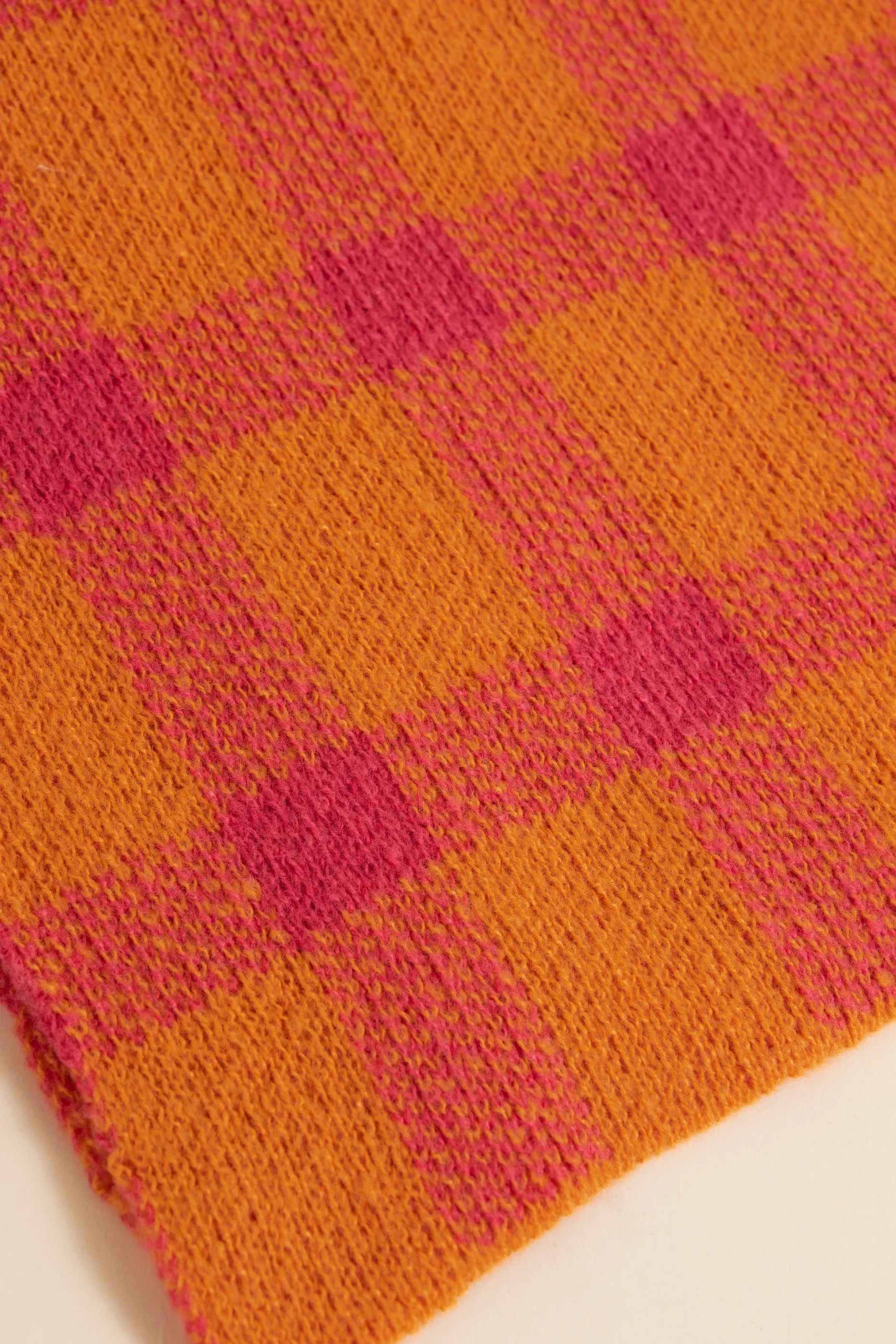 Daisy Street - Pink & Orange Checked Knit Scarf