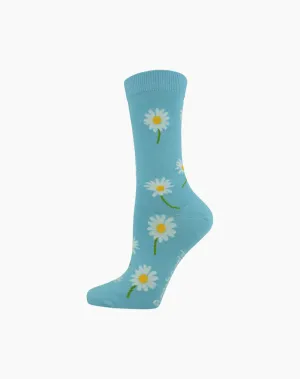 Daisy Women's Bamboo Crew Socks - sky blue