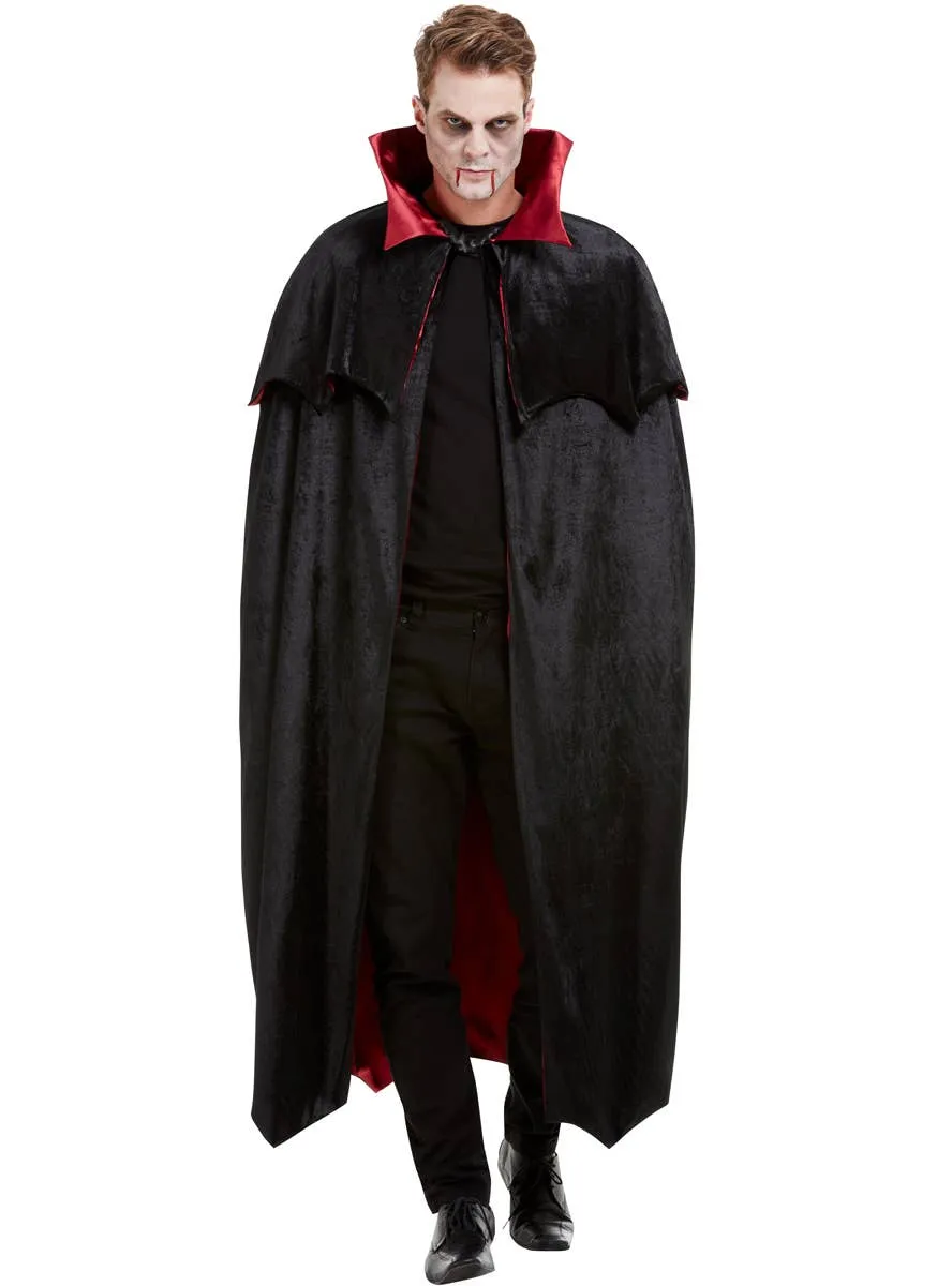 Deluxe Red and Black Velvet Vampire Halloween Cape