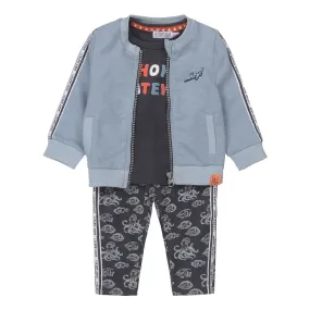 Dirkje boys baby set cardigan, T-shirt and trousers blue