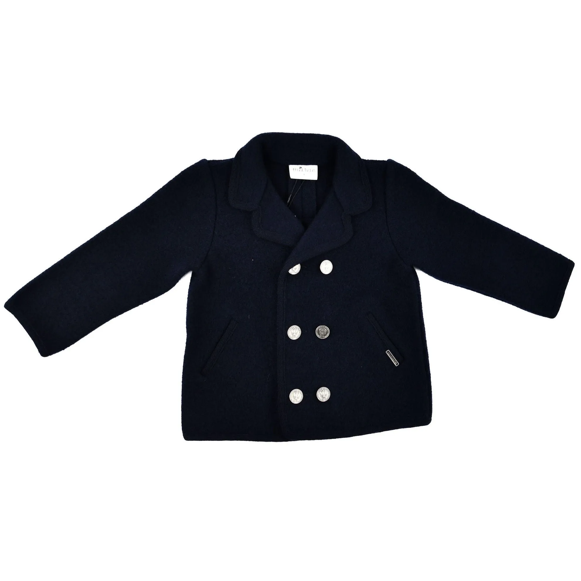 Double Breasted Button Down Coat - Navy