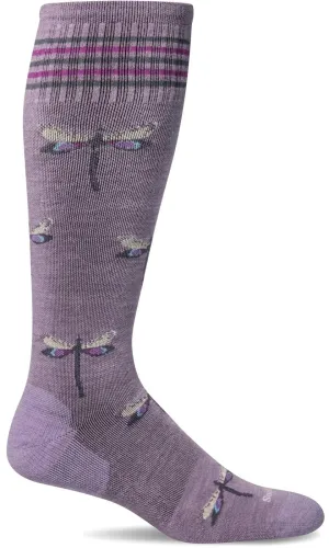 Dragonfly Women's Bamboo/Merino Over the Calf Compression Sock in Lavender