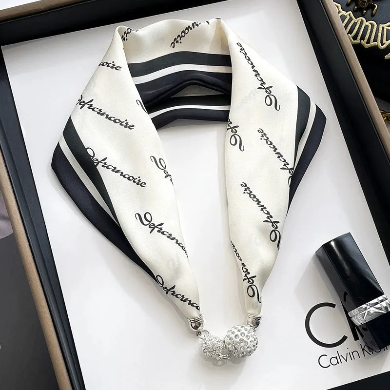 Elegant Black Silk Scarf for Women