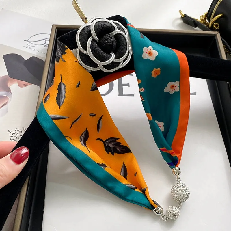 Elegant Black Silk Scarf for Women