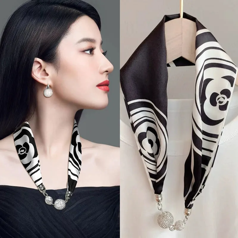 Elegant Black Silk Scarf for Women