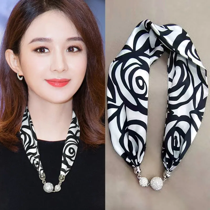 Elegant Black Silk Scarf for Women