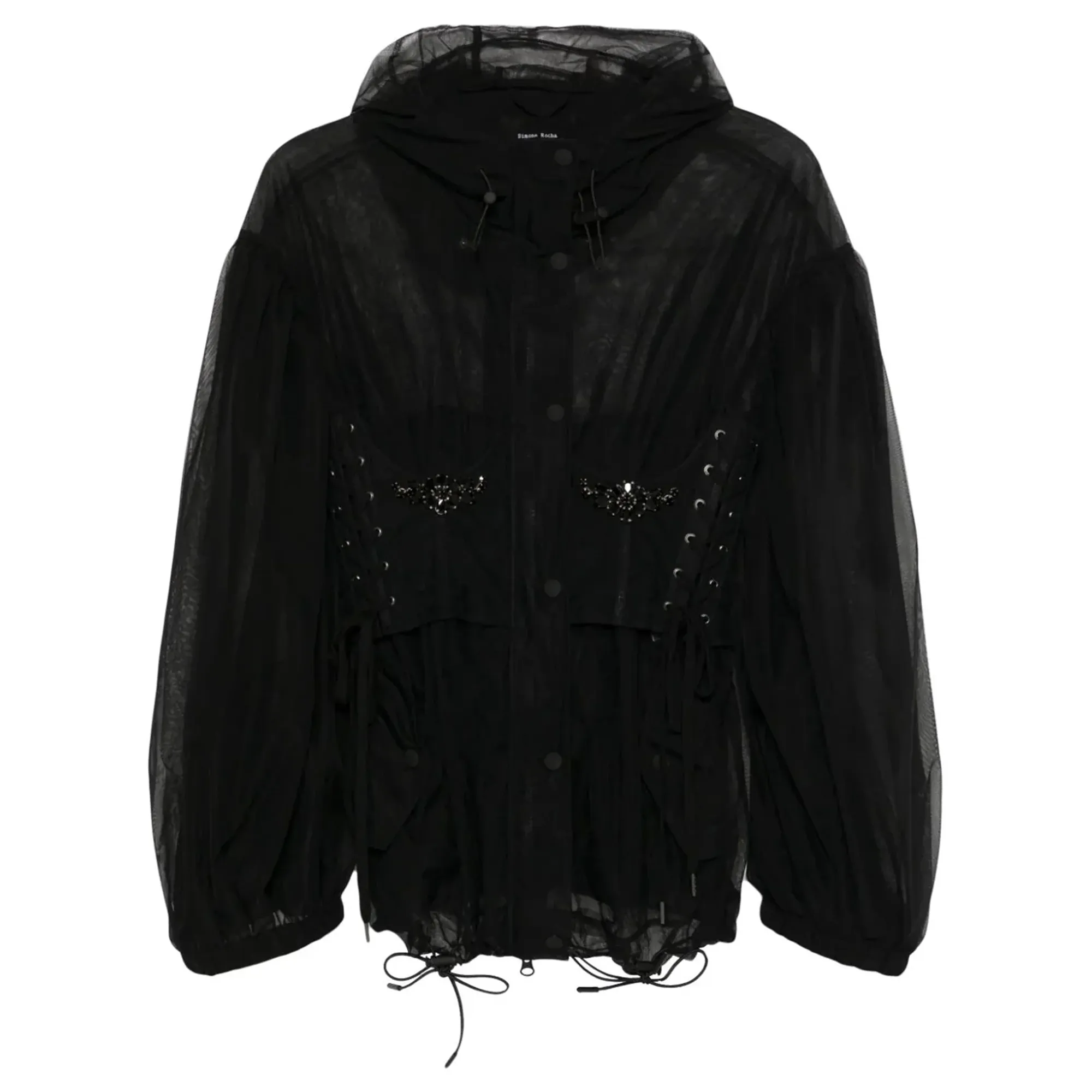 Embellished Sheer Corset Parka