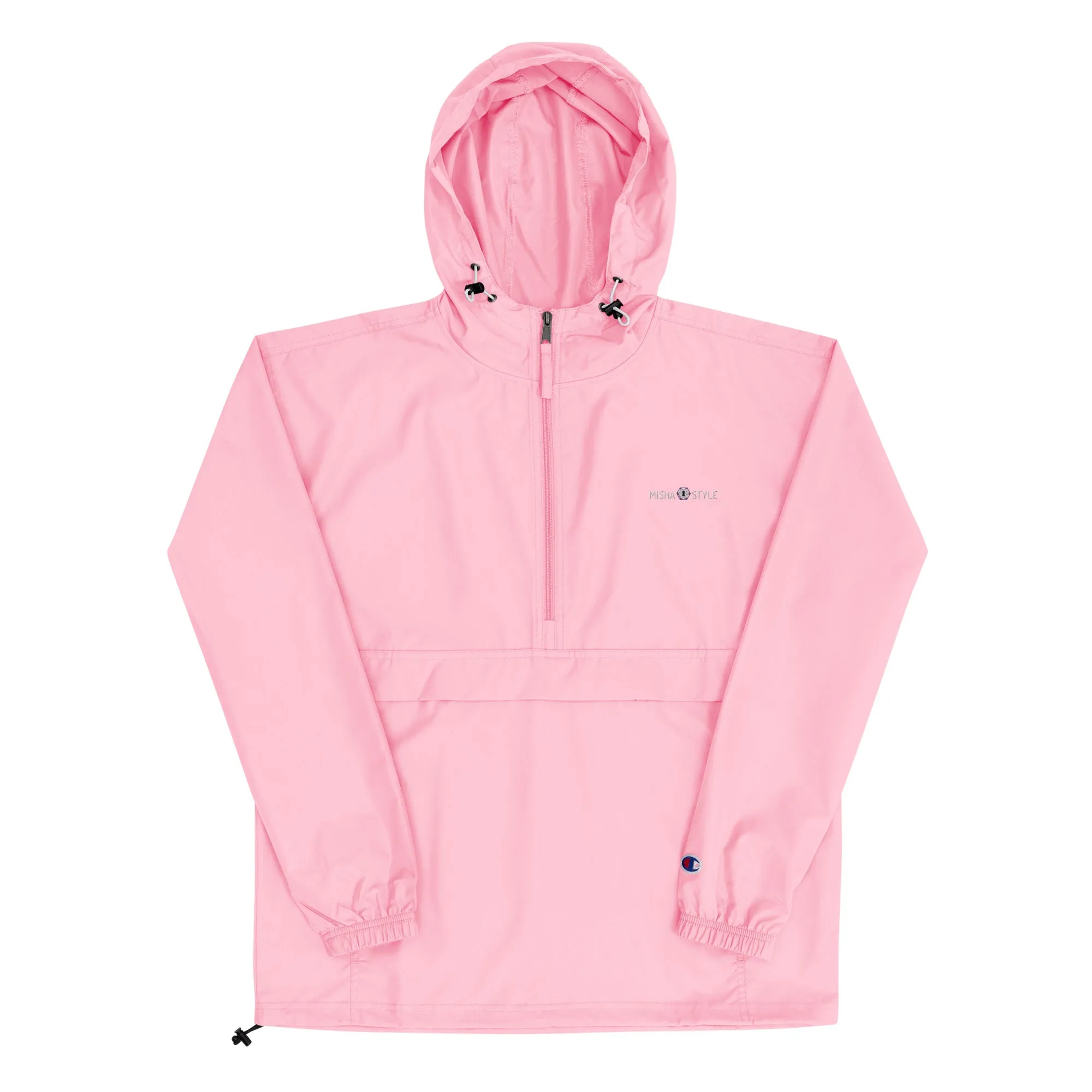 Embroidered Champion Packable Women Jacket - Pink