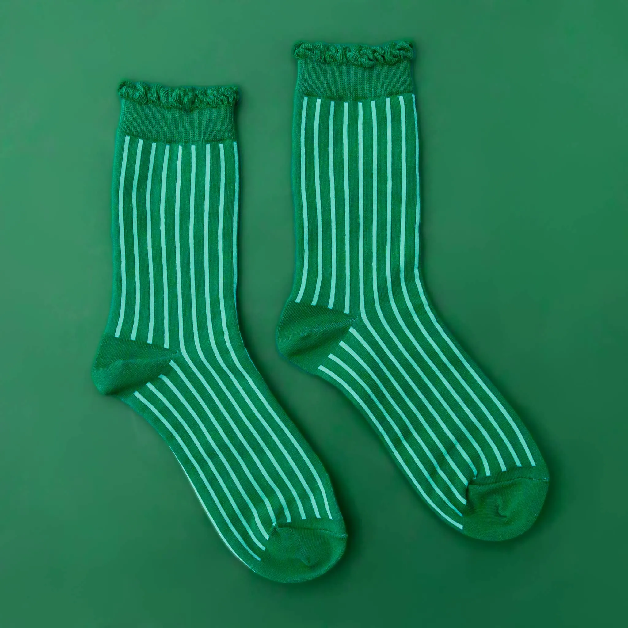 Emerald Striped Crew Socks