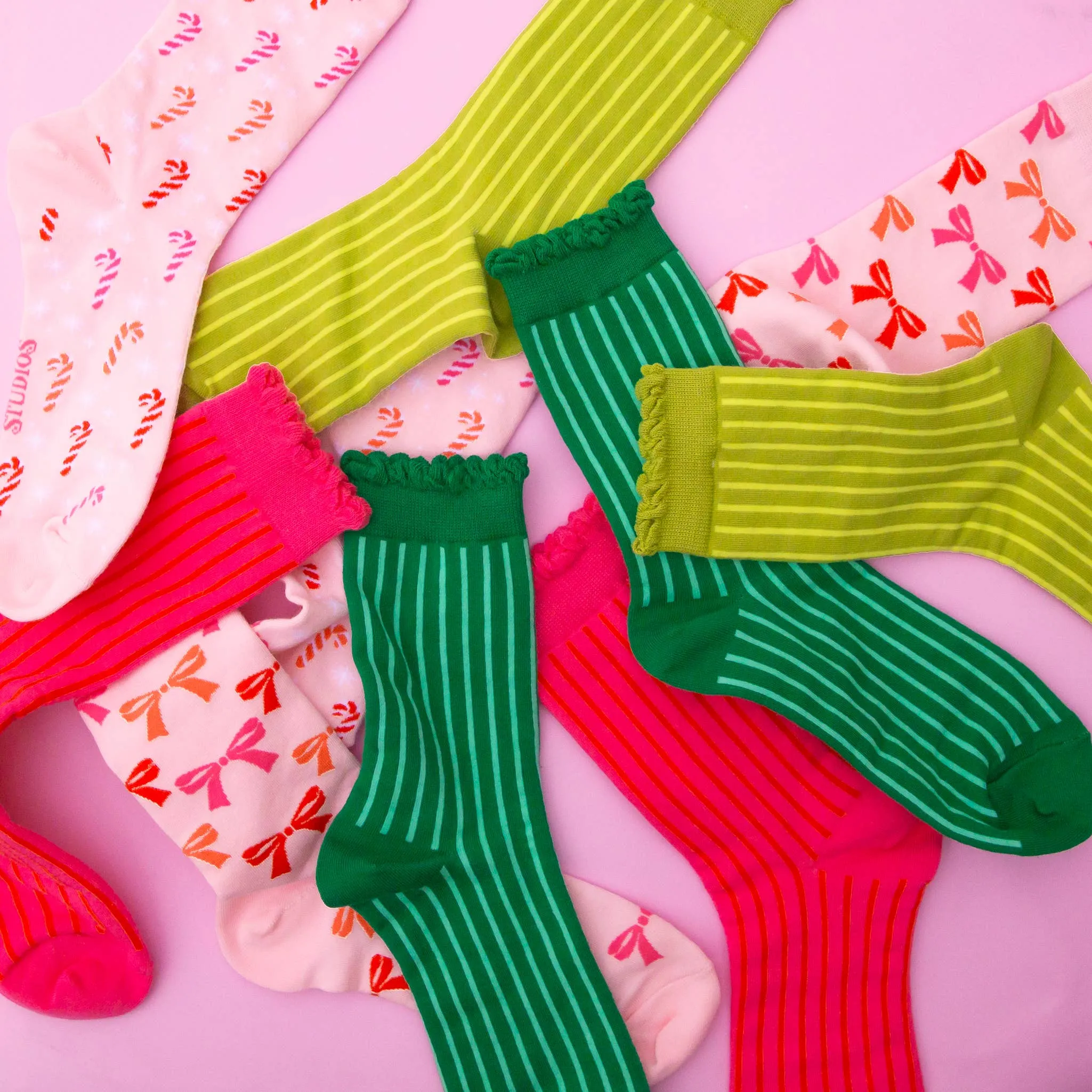 Emerald Striped Crew Socks