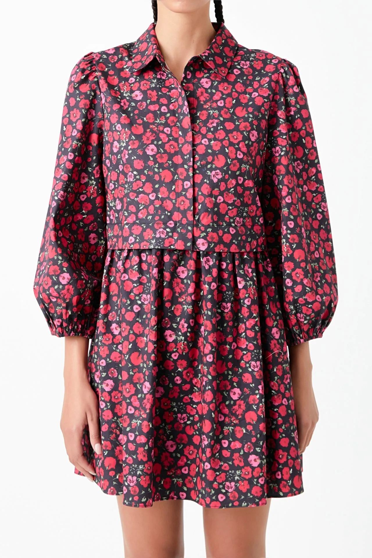 English Factory - Floral Shirt Mini Dress