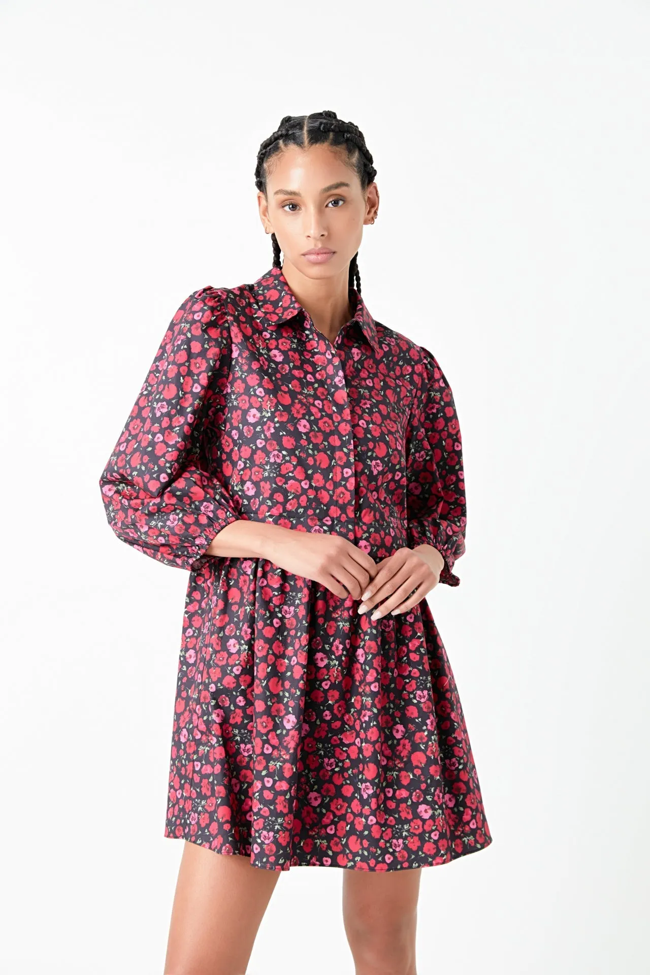 English Factory - Floral Shirt Mini Dress