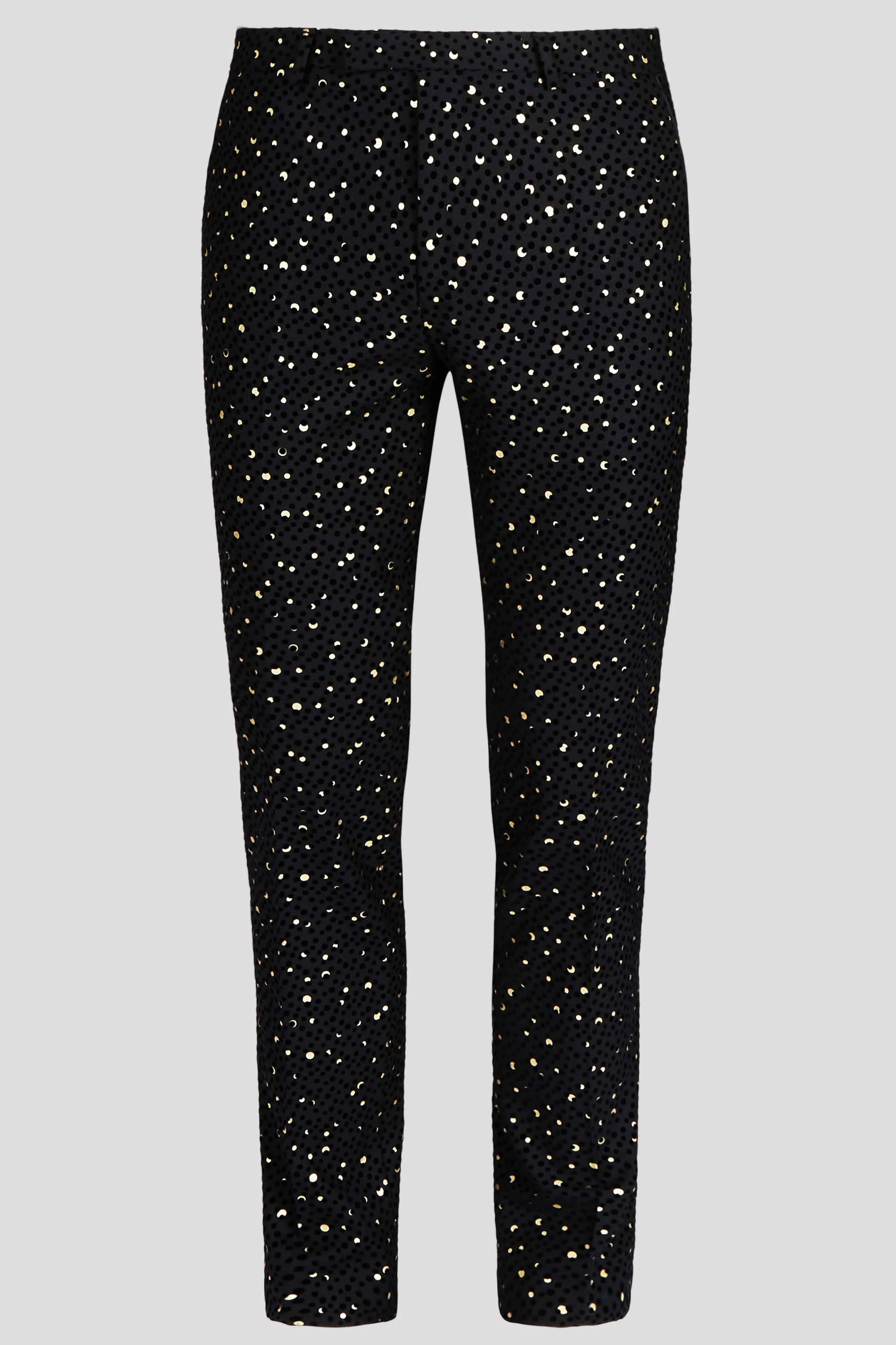 Farrow Skinny Fit Black Polka Dot Tuxedo Trousers