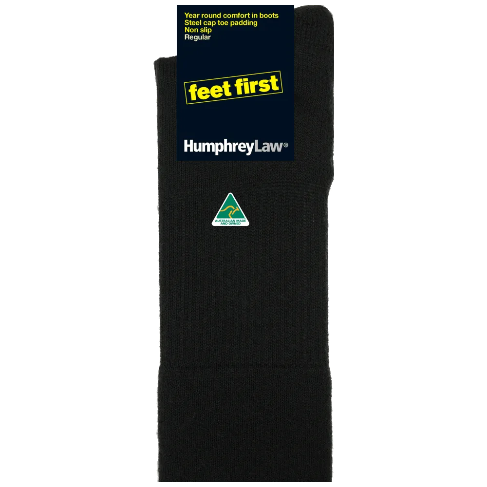 Feet First Heavy Duty Wool Mix Work Socks in Black - Aussie Made