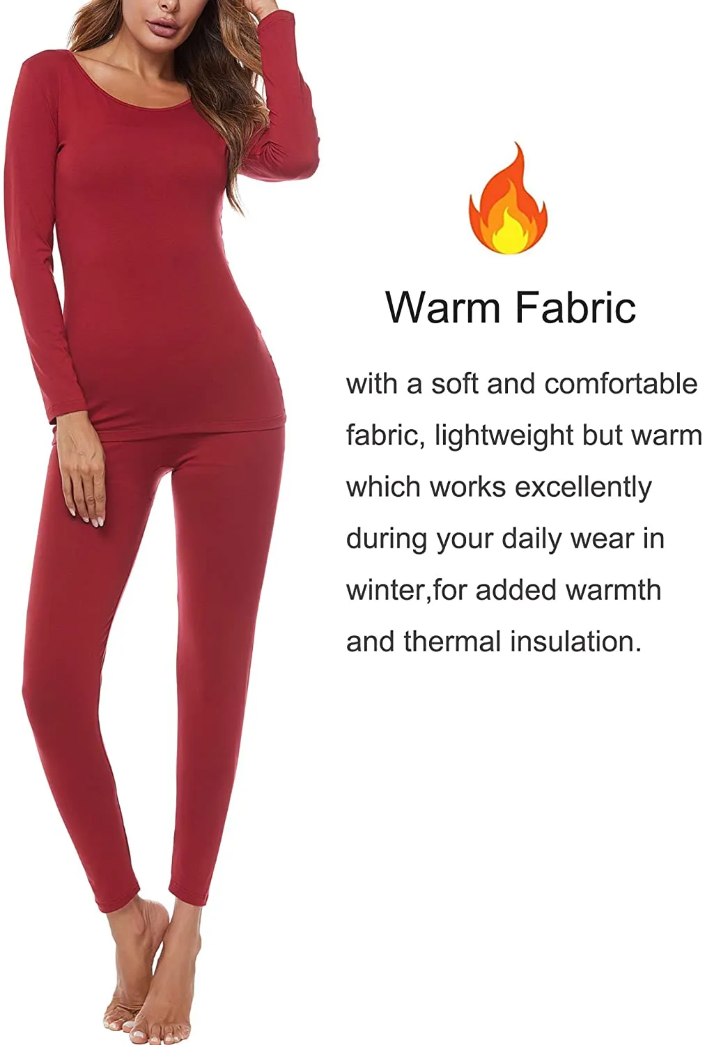 FINWANLO Thermal Underwear for Women Lightweight Long Johns Set Soft Cotton Base Layer Top & Bottom Pajamas