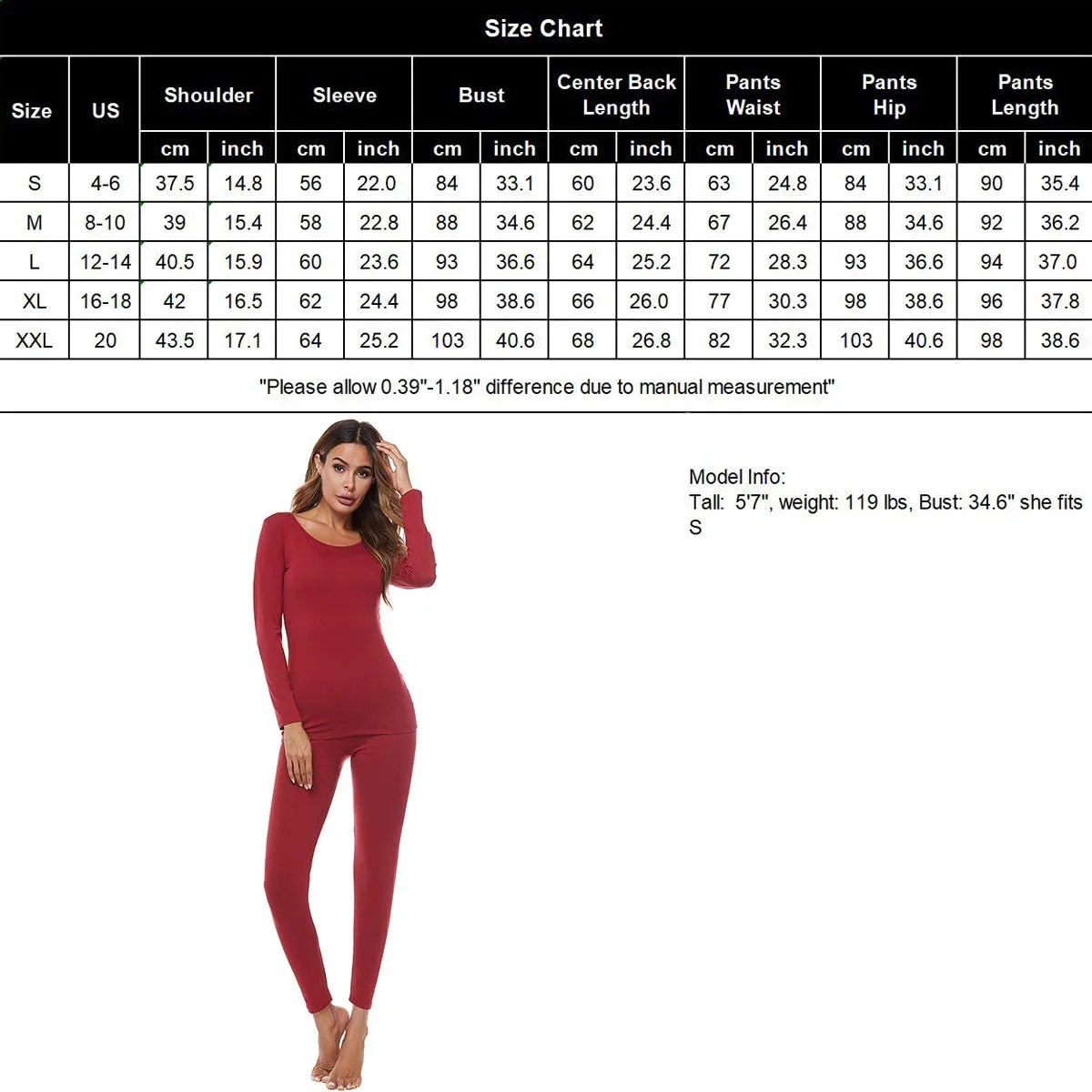 FINWANLO Thermal Underwear for Women Lightweight Long Johns Set Soft Cotton Base Layer Top & Bottom Pajamas