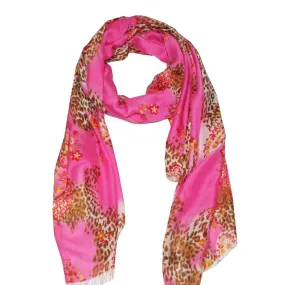 Floral & Animal Print Scarf - Fuchsia