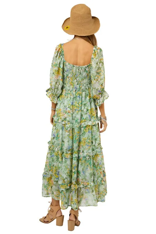 Floral Chiffon Midi Dress