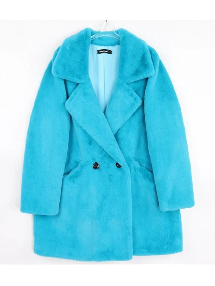 Fluffy Faux Rabbit Fur Coat