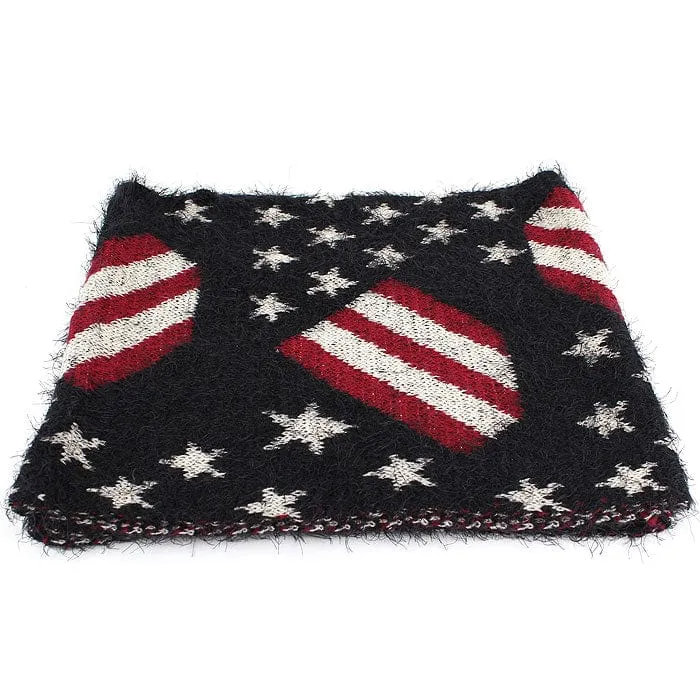 FN20111 Fuzzy American Flag Infinity Scarf