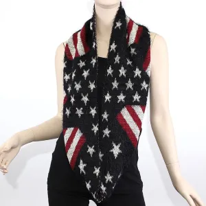 FN20111 Fuzzy American Flag Infinity Scarf