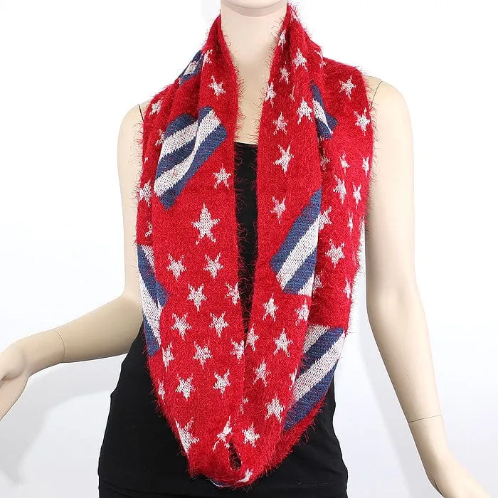 FN20111 Fuzzy American Flag Infinity Scarf