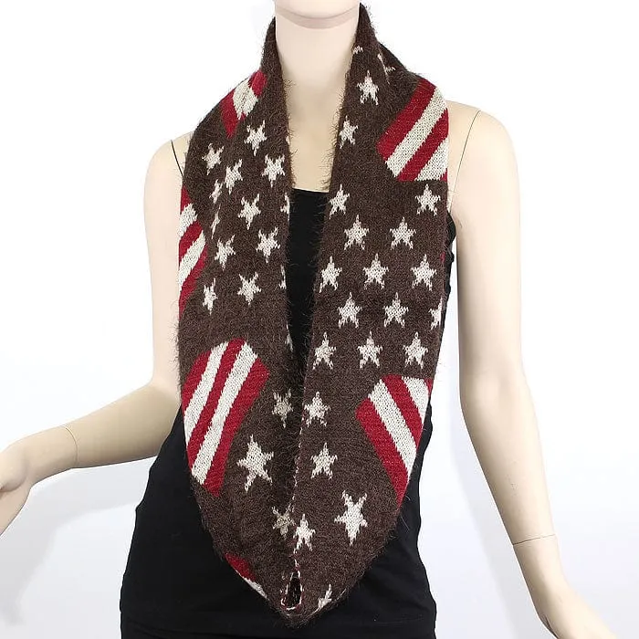 FN20111 Fuzzy American Flag Infinity Scarf