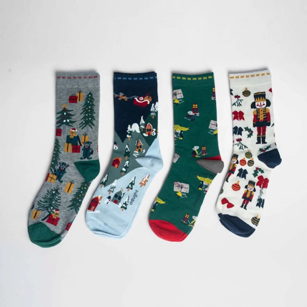 Gift Box of 4 Women's Organic Cotton Christmas Socks by Thought