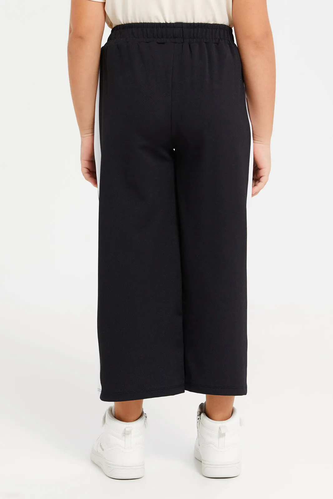 Girls Black Wide Leg Trousers