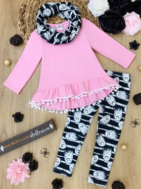 Girls Boo-tiful Hi-Lo Tunic with Leggings and Scarf Set